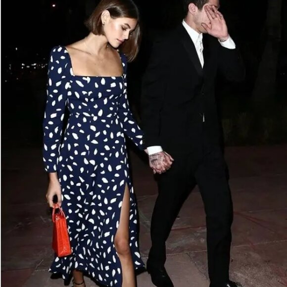 Reformation Sigmund Dress Splatter Printed Midi Length Dress size S-M - Picture 4 of 10